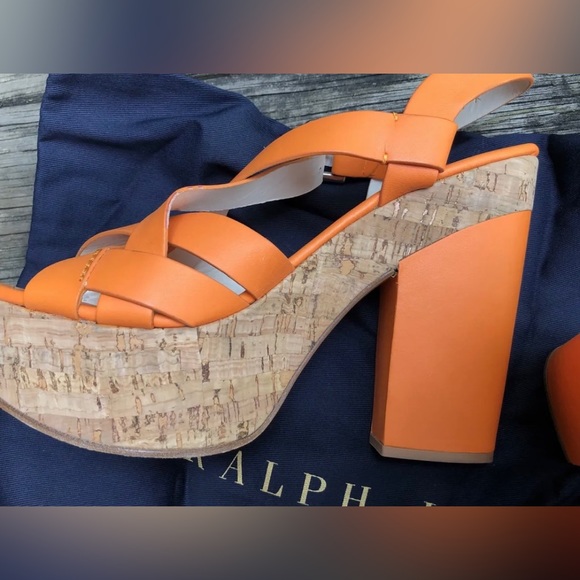 Ralph Lauren Collection women platform heel leather sandals - Picture 3 of 9